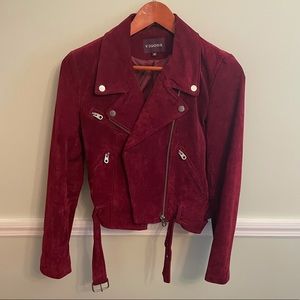 Maroon Suede Vigoss Moto Jacket
